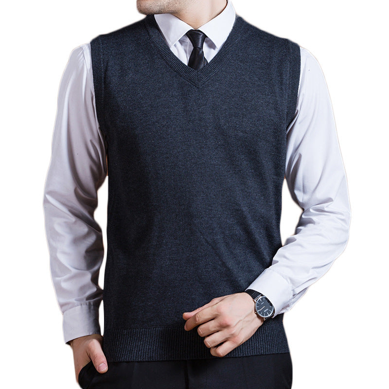 Men's Solid Color Business Wool Knitted Vest
