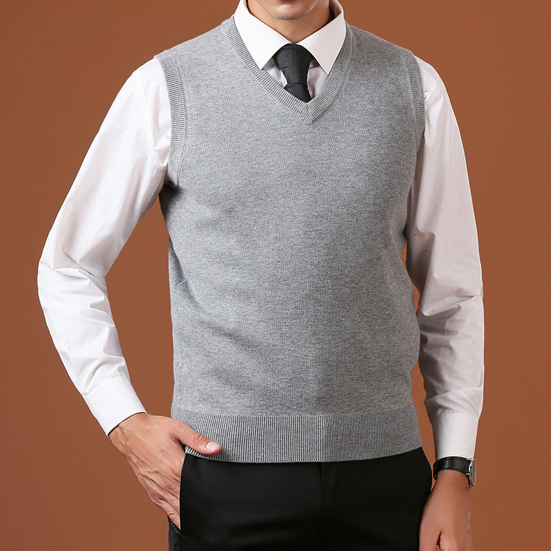 Men's Solid Color Business Wool Knitted Vest