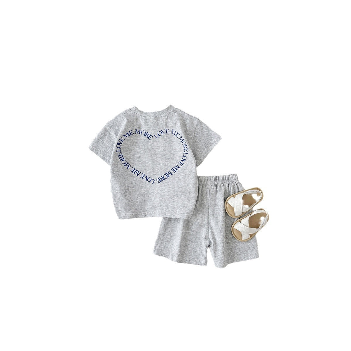 Heart Printing Short Sleeve Suit Baby Boys' And Girls' Clothing Two-piece Set